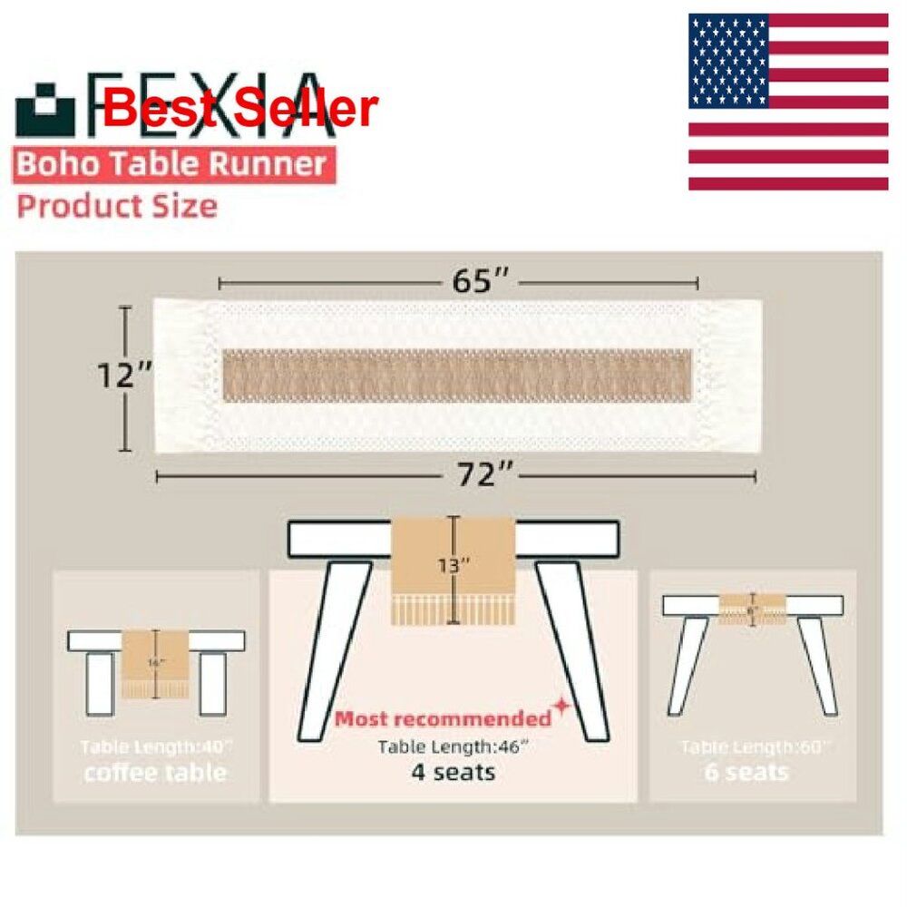 Boho Macrame Table Runner Farmhouse Rustic Decor … - image 3